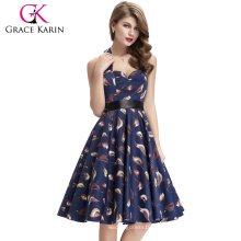 Grace Karin Sexy Halter Baumwolle Günstige Frauen 50er Vintage Retro Kleid CL6075-26 #